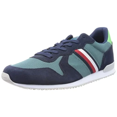 Imagen de Tommy Hilfiger Hombre Sneaker Suela Cupsole Iconic Seasonal Mix Runner Zapatillas, Verde (Frosted Green), 42 EU
