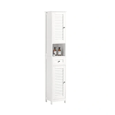 Imagen de SoBuy Armario para baño Alto Mueble Columna de estanterías 2 Puertas y 1 cajón FRG236 W,ES (White)