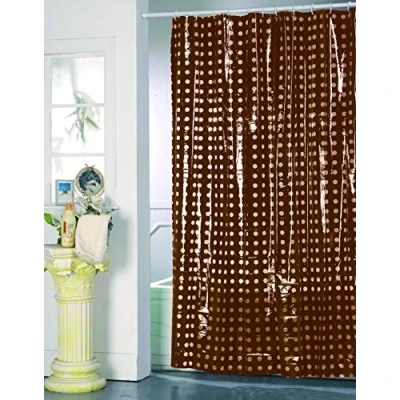 Imagen de MSV, Tenda da doccia, PVC, Rivestimento antibatterico, 100% vinile, Anelli inclusi, antibatterico e idrorepellente, lavabile a 40, Made in Europe, Cioccolato Pois, 180 x 200 cm