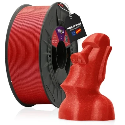 Imagen de WINKLE Filamento PLA HD Glitter (Partículas) Coral Impresora 3D 1,75mm 1kg Precisión Dimensional Aspecto Purpurina Bobina