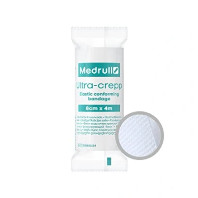 Imagen de Medrull Vendas de Gasa 8cm x 4m 20 rollos para fijación apósitos Vendaje alta elasticidad, No estéril, Empaquetadas individualmente