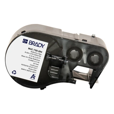 Imagen de BMP41 Brady M4C 750 584 etiquetas de plástico negro sobre blanco 19,05 mm x 6,10 m (original)
