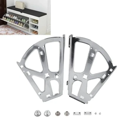 Imagen de Bisagras de zapatero acero inoxidable,Bisagras gabinete cajón zapatos,2 piezas para cajones zapatos inoxidable accesorios repuesto estante Turing(2 capas)