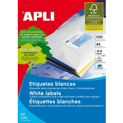 Imagen de APLI Labels 48.5 x 25.4mm Etiqueta autoadhesiva (Color blanco, 4,85 cm, 2,54 310 220 20 mm)
