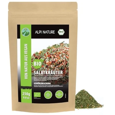 Imagen de Condimento para ensaladas orgánico (250g), hierbas orgánicas y mezcla de especias, ingredientes 100% naturales, orgánicos, sin aditivos artificiales