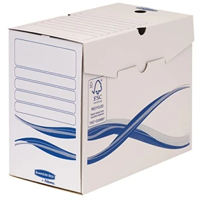 Imagen de Bankers Box 4460302 Basic Caja archivadora, 150 x 250 325 mm, color blanco/azul