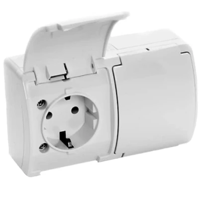 Imagen de ORNO OE 7106(GS)/W Enchufe Superficie 2x2P+Z Schuko IP44
