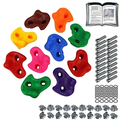 Imagen de ALPIDEX Presas de Escalada para niños, Capacidad Carga 200 kg, Material fijación Incluido, Diferentes cantidades Multicolores 10 Piezas