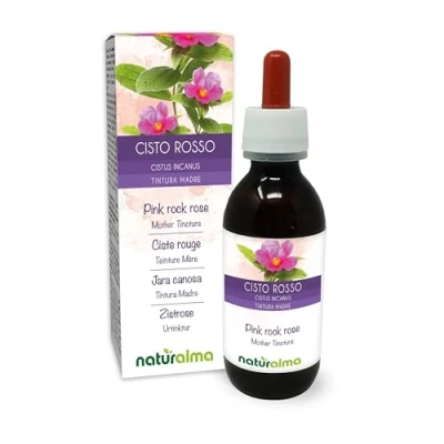 Imagen de Jara canosa o de flores rosas (Cistus incanus) hierba Tintura Madre sin alcohol Naturalma Extracto líquido gotas 120 ml Complemento alimenticio Vegano