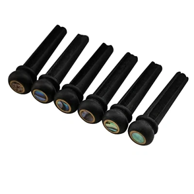 Imagen de Musiclily Pivotes de Ébano para Puente Guitarras Acústicas, Negro con Puntos Verde Perla 4 mm (6 piezas)