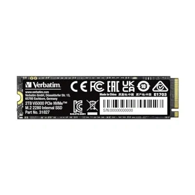Imagen de Verbatim Vi5000 NVMe M.2 Unidad SSD Interna con 2 TB de Almacenamiento Datos e Interfaz PCIe Gen 4, Estado sólido para PC Juegos y Playstation 5, Color Negro