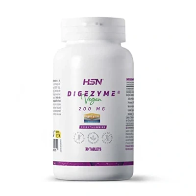Imagen de HSN Digezyme 200mg Enzimas Digestivas Veganas 30 Tabletas Patente Digezyme® (Amilasa Proteasa Lactasa Lipasa Celulasa) Digestión de Proteínas, Carbohidratos, Grasas y Celulosa