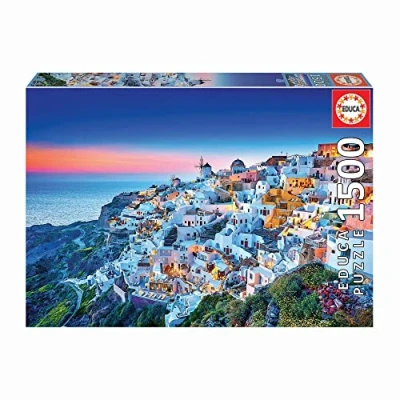 Imagen de Educa Puzzle de 1500 Piezas para Adultos Santorini, Grecia. Incluye Pegamento Fix Puzzle. A Partir 14 años (19040)