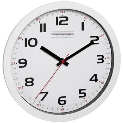 Imagen de TFA 60.3050 Reloj de Pared Estacion Analógico con Mecanismo Barrido, 305 mm (Blanco Pilas)