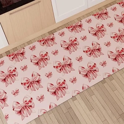 Imagen de PETTI Artigiani Italiani Alfombra de Cocina Antideslizante Lavable, para Cocina, 52 x 340 cm, diseño Lazo Rosa, 100% Made in Italy