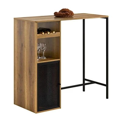 Imagen de SoBuy FWT97 PF Mesa Alta de Bar Tipo Bistró Cocina con Soporte para Vasos y Vino 110 x 50 105 cm ES