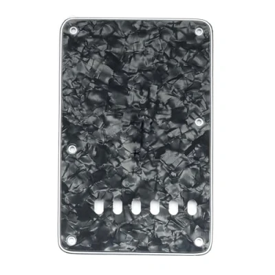 Imagen de Musiclily 6 Agujeros Placa Trasera Vintage Strat Tapa de Trémolo para Fender American/México Standard Stratocaster Estilo Moderno,4 capas Black Pearl