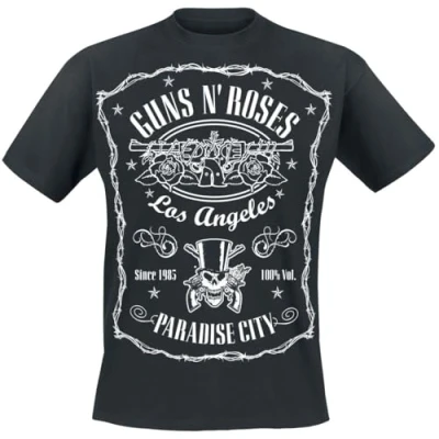Imagen de Guns N&#039; Roses Paradise City Label Hombre Camiseta Negro M 100% algodón Regular
