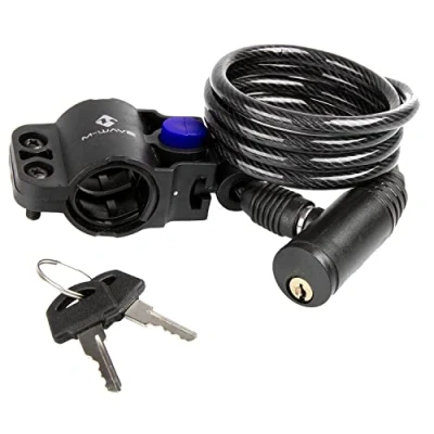 Imagen de M Wave Llave Soporte Candado Espiral, Unisex, Negro, 1000 x 6 mm