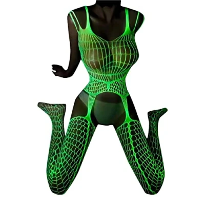 Imagen de Teksome Red Que Brillan en la Oscuridad para Mujer Lencería Brilla Luminosas Rejilla