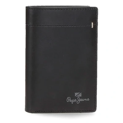 Imagen de Pepe Jeans Staple Cartera Vertical con Monedero Negro 8,5x11,5x1 cms Piel