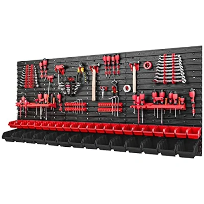 Imagen de PAFEN caja apilable para pared de herramientas, 1728 x 780 mm, sistema almacenamiento, soporte herramientas y 36 unidades, estantería pared, taller,