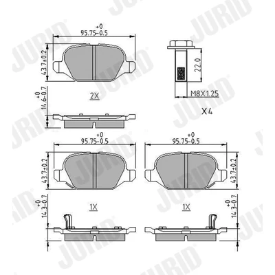 Imagen de JURID 573427J Juego de pastillas freno con avisador acústico desgaste accesorios FIAT: Panda III Hatchback