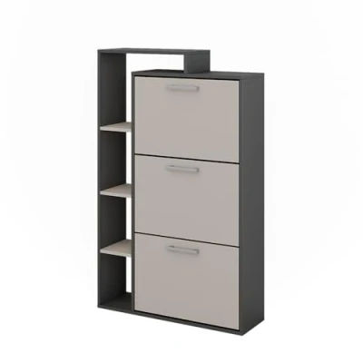 Imagen de Vicco Zapatera abatible Orlando, Antracita/gris, 80 x 128.3 cm con 3 compartimentos