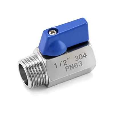 Imagen de QWORK® Válvula de Esfera Tipo Mini Acero Inoxidable, Bola con Paso Reducido, PN 63, 1/2&quot; Rosca Interna/Externa