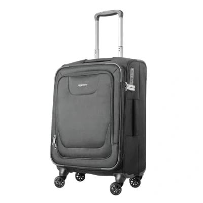 Imagen de Amazon Basics Maleta de cabina con ruedas expandible, lados blandos y cierre candado TSA, 51.8 cm, internacional, Negro