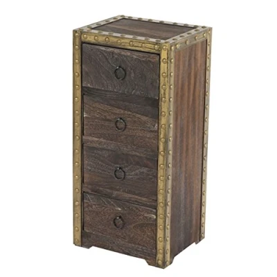 Imagen de Cómoda Durán, cajón armario de, 4 cajones 70 x 33 26 cm Shabby Look Vintage marrón