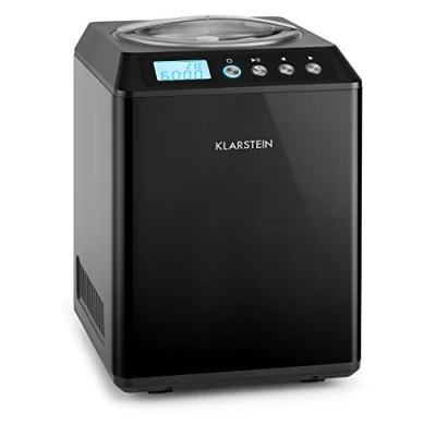 Imagen de Klarstein Vanilla Sky Heladera, Modo refrigerador, Display LED, Conservación del frío 1 hora, Acero inoxidable cepillado, Pies antideslizantes, Compresor 250 W, Recipiente de 2,5 Litros, Negro