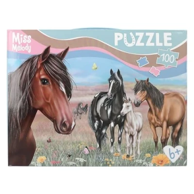 Imagen de Depesche 13205 Miss Melody Puzzle 100 Piezas, con detallado Motivo de Caballo, disposición Aprox. 58 x 40 cm, en Estuche cartón asa Transporte, Multicolor, One Size