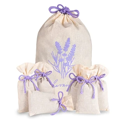 Imagen de Lalavanda® 6 saquitos de lavanda con flores secas cultivo orgánico, protección perfecta para armario, bolsas perfumadas relajarse y dormir, x 17 g