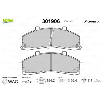 Imagen de VALEO 301906 Juego de pastillas freno FIRST Eje delantero con contacto avisador desgaste sin chapa antichirridos FORD USA: Explorer Mk2