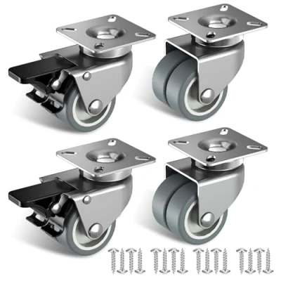 Imagen de Ruedas para Muebles 50 mm pesados con freno de seguridad Giratorias Capacidad total 400 KG por juego 4 (2 y 2 sin freno)