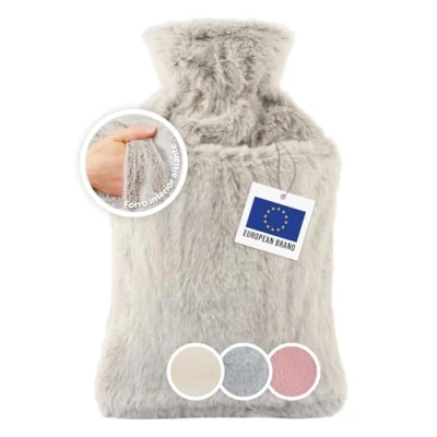 Imagen de Blumtal bolsa agua caliente premium con funda hecha de peluche caucho natural bolsas calentador manos Marrón
