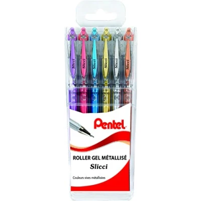 Imagen de Pentel Slicci BG208 / 6 Pack de gel Roller Bolígrafos 0,8 mm metal Tip Surtido Colores