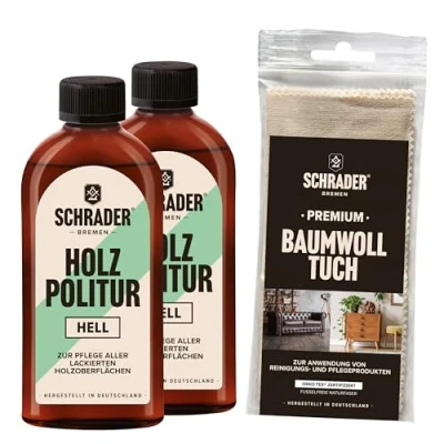 Imagen de SCHRADER Abrillantador para madera (2 x 250 ml, con paño de pulido, fabricado en Alemania)
