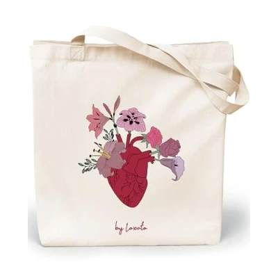 Imagen de Loxato Bolsas Tela Bonitas y Grandes, Tote Bag, Bandolera Mujer de Algodón Natural 100% Reutilizables Extra Ancho 8cm Asas Largas 70cm 220 gr/m2