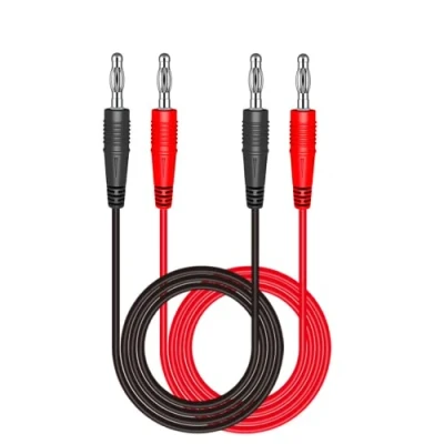 Imagen de DollaTek 2Pcs P1041 4mm Conector Banana a Cable de Prueba multímetro extensión Cables electrónica Rojo + Negro