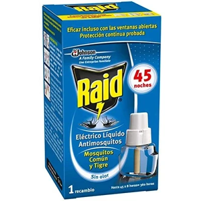 Imagen de Raid Recambio Eléctrico Líquido 45 Noches Cargador para Aparato Enchufe antimosquitos comunes y Tigre, sin Olor