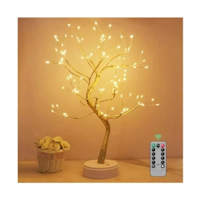 Imagen de Arbol Luces LED, 108 LED Lampara Mesa, 8 Modos de Luz y Operación Control Remoto Temporizador, Adecuado para Decoración del Hogar, Navidad, Regalos