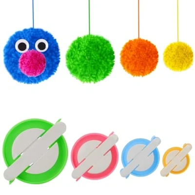 Imagen de pom Maker, 4 Tamaños Fluff Ball Weaver Needle PomPom Maker Juegos DIY Pompoms Artesanía Doll haciendo Kits Hilado de lana Knitting Craft Tool Set Fabricante para Principiantes