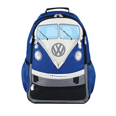 Imagen de BRISA VW Collection Mochila de senderismo y laptop Volkswagen T1 Camper Bus (30L/Grande/Frente del Bus/Azul)