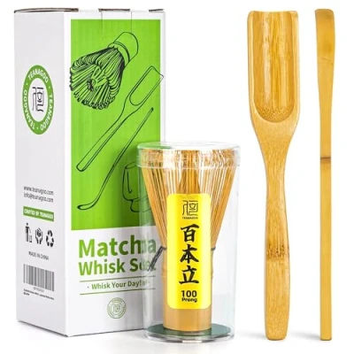 Imagen de TEANAGOO Accesorio para la Ceremonia Japonesa del Matcha, Batidor de Matcha (Chasen), Cuchara Tradicional (Chashaku), Té, Soporte Batidor,I5, El Set Perfecto Preparar una Taza