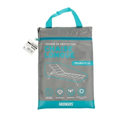 Imagen de Greengeers GREENGERS Funda Protectora para Tumbona de jardín, 200 x 40 70 cm, Resistente a los Rayos UV (Revestimiento 210D), Color Gris