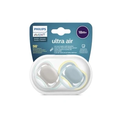 Imagen de Philips Avent SCF349/01, 2 Chupetes Ultra Air Ortodoncias y sin BPA, 18 meses +, Pezón extra firme