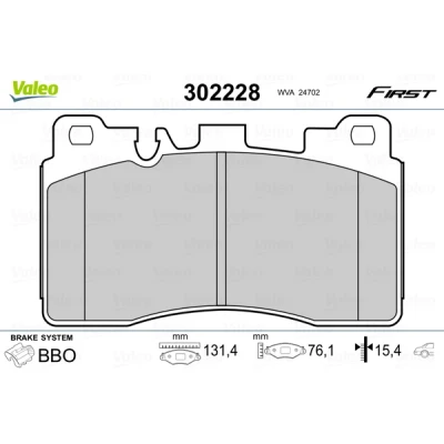 Imagen de VALEO 302228 Juego de pastillas freno Eje trasero excl. contacto avisador desgaste Chapa antichirridos MERCEDES BENZ: Clase E Berlina