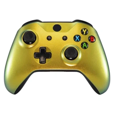 Imagen de eXtremeRate Funda Delantera Carcasa Protectora de la Placa Frontal Cubierta Antideslizante para Xbox One S X Mando Model 1708(Camaleónica Dorado a Verde)